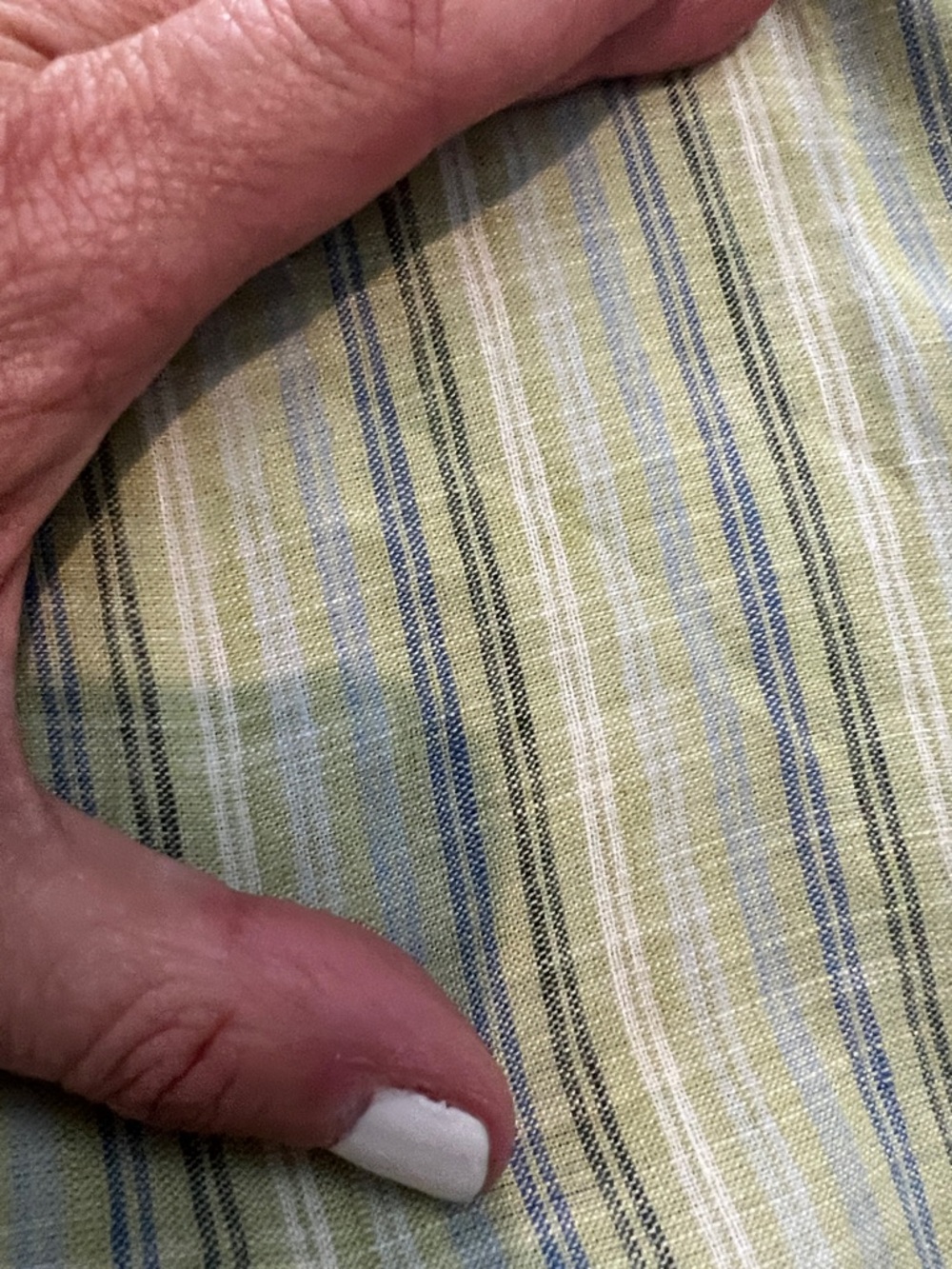 Men's Long-Sleeve Striped Button-Up Shirt - Light Green linen/cotton shirt - Picture 3 of 3